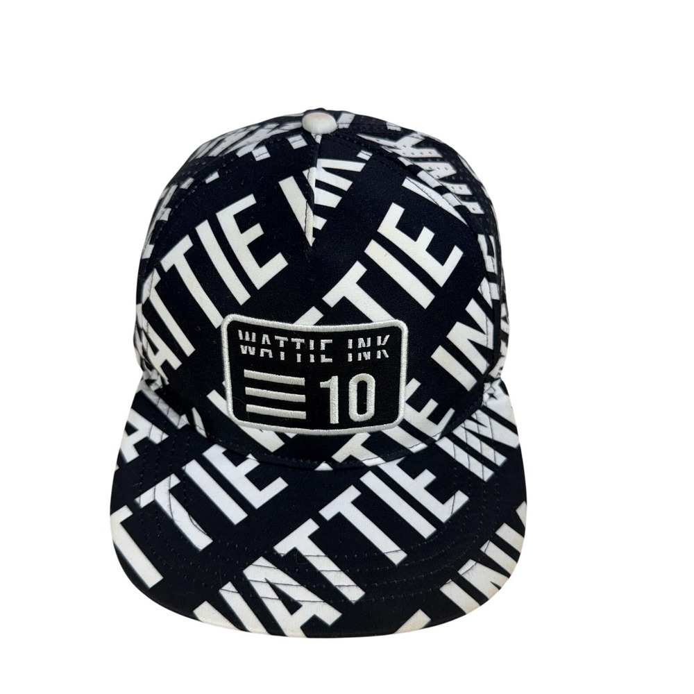 Wattie Ink Hat Cap Snap Back Mens One Size Black All Over Print 10 Logo